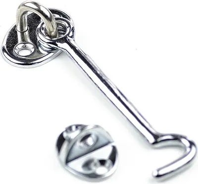 Produktbild von kurzer Sturmhaken 100 mm mit Ösenplatte, für Tor, Tür, Fenster, Luken