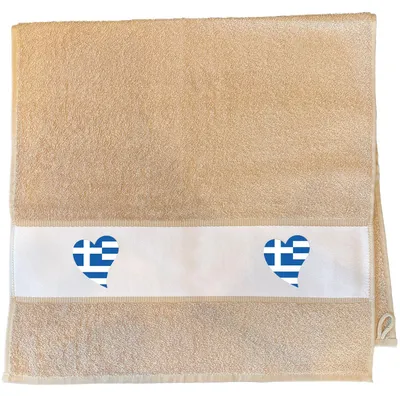 Produktbild von Huuraa Handtuch Griechenland Flagge Herz 50x100cm Sand Baumwolle Handtuch Geschenkidee