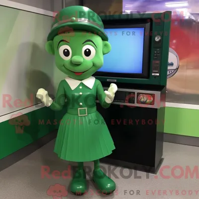 Obrázok produktu pre Maskot spoločnosti Forest Green Television, postavička REDBROKOLY, oblečená v sukni strihu A a s hodinkami