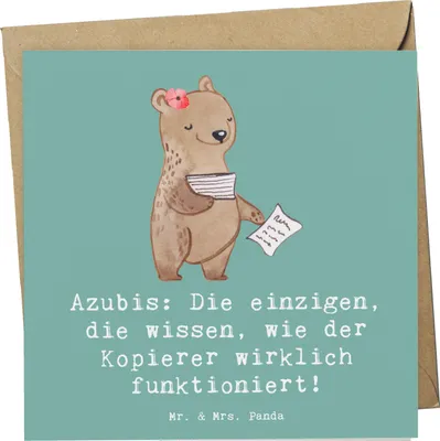 Produktbild von Mr. & Mrs. Panda Grußkarte Auszubildende Kopierer - Meeresbrise - Geschenk, Beruf, faltkarte, handgefertigte Geschenke, Büroalltag, Glückwunschkarte, Berufspassion
