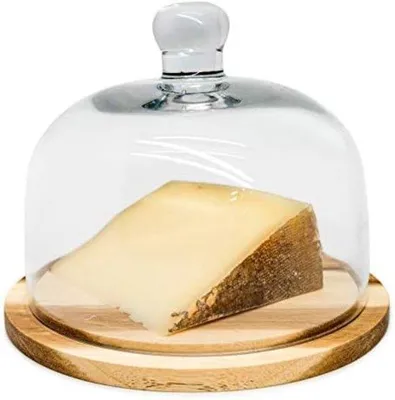 Image de Cloche à fromage - Planche à fromage avec hotte - Transparent - bois