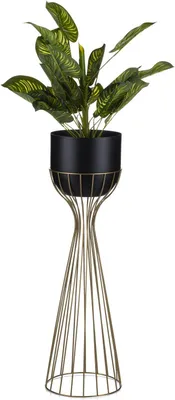 Obrázok produktu pre Hosholy Modern Flower Stand s krytom 68 cm podkrovie - vyrobené z kovu - rastlinný stojan v zaujímavom dizajne - Zlatý rám a èierny obal v podkroví - štýl