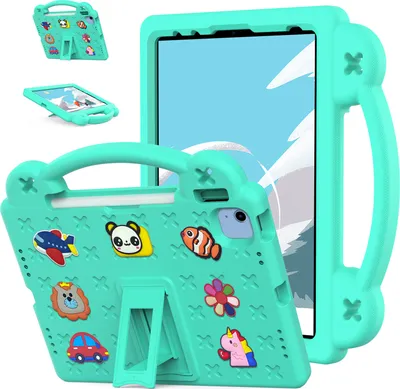 Obrázek produktu pro Ochranné pouzdro pro iPad 2025 11th Gen 11-Zoll (A16), roztomilé dětské pouzdro, odolné proti nárazům s držadlem a stojánkem Zelený