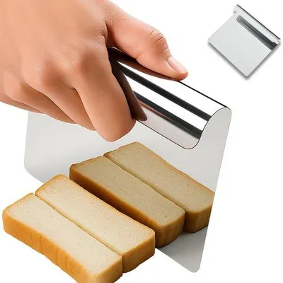 Produktbild von Unyqoos® Edelstahl-Küchenschaber – lebensmittelechter, rostfreier Teigschaber, Gemüseschaufel & Pfannenwender, ergonomischer Griff, spülmaschinenfest, für Backen & Kochen