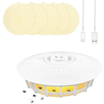 Produktbild von Elektrische Flohfalle mit LED-Licht, Insektenfalle für Innen & Außen, 4 Lichtmodi, inkl. 10 Klebepads gegen Flöhe, Mücken & Motten
