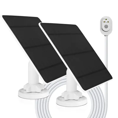 Zdjęcie produktu dla Zestaw dwóch paneli solarnych do kamer Arlo Pro 3/4/5S/Ultra – panele monokrystaliczne o mocy 5W, kabel 3m, powłoka PET, regulowany uchwyt, moduł solarny IP65 do kamer monitoringu