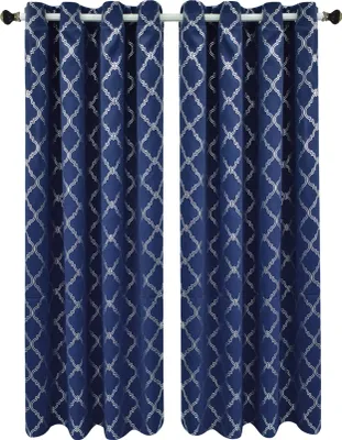 Obrázek produktu pro Topchances Sada 2 záclon 132x240cm Neprůhledné záclony Ložnice Očka Tepelné záclony Balkon Soukromí Screen Sunshade, tmavě modrá