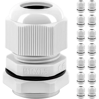 Productafbeelding van Kabelwartelset, 15 stuks, IP68, waterdicht, M16, kunststof, nylon, geschikt voor buitengebruik