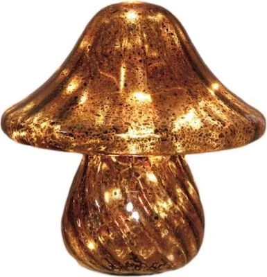Produktbild von Annas collection LED-Dekoration Pilz, braunes Glas, 19x19 cm, Quecksilber-Optik, Timer, Batteriebetrieb
