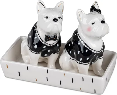 Produktbild von Salz und Pfefferstreuer Set MODERN TREND STYLE Bulldoggen Hunde Formano