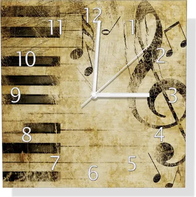 Produktbild von Wallario Design Wanduhr Klaviatur in hellbraun aus Aluverbund, Größe 30 x 30 cm