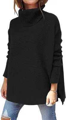 Productafbeelding van ASKSA Dames Trui, Rolnecktrui, Gebreide trui, Zwart, Maat XL