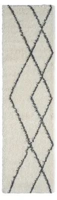 Obrázok produktu pre MY-RUG Koberec, koberec s vysokým vlasom Shaggy Luxe, 300x80, Scandi diamantový vzor, bielo-sivý, extra nadýchaný, bežec