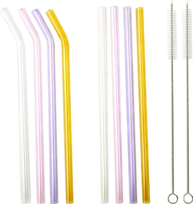 Produktbild von LA VAGUE SMOOTHIE PARTY - Wiederverwendbares Glastrinkhalm-Set mixed pastell BUNT