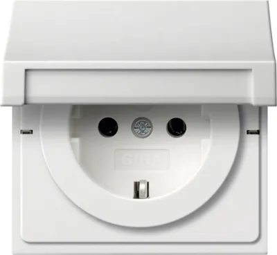 Produktbild von Gira SCHUKO-Steckdose mit Klappdeckel Gira 0414112 Reinweiß, 1 Stk.