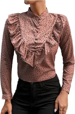 Produktbild von Lockere Chiffonbluse für Damen mit Rundhalsausschnitt angen Ärmeln und Schößchen