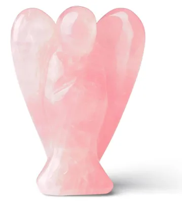 Produktbild von Rosenquarz Engel Figur - Schutzengel aus Edelstein - Dekorative Steinfigur - Rosenquarz
