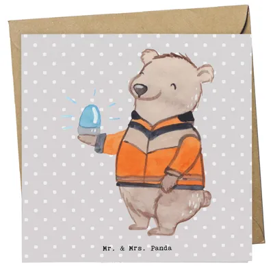 Produktbild von Mr. & Mrs. Panda doppelkarte Rettungssanitäter Herz - Grau Pastell - Geschenk, Glückwunschkarte, faltkarte, Grußkarte, anlasskarte, Klappkarte