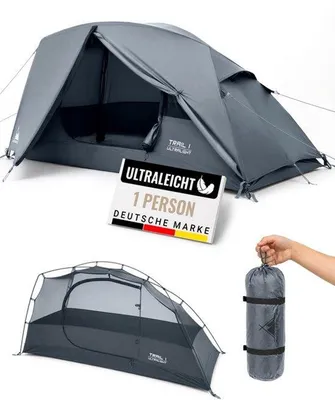Productafbeelding van 1 & 2 personen tent, ultralicht, klein pakformaat, waterdicht 4.000 mm, lichte trekkingtent voor 1-2 personen, ultralicht, outdoor tenten voor trekking, bike-packing, camping