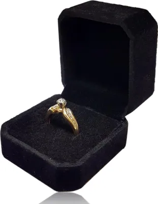 Image de Étui pour bagues de fiançailles/boîte pour bagues Boîte à bijoux pour bague de fiançailles Boîte à bijoux pour mariage/la Saint-Valentin Boîte à cadeaux Boîte à bijoux Demande en mariage Étui pour alliances Étui à bijoux Noir