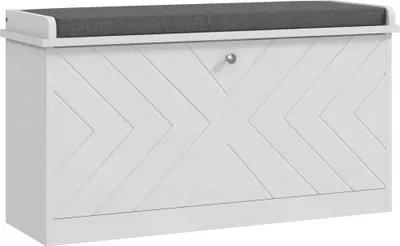 Image de Banc à chaussures - Étagère à chaussures avec siège - Étagères réglables - 80 x 26 x 44,5 cm - Blanc