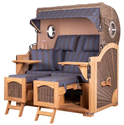 Produktbild von Strandkorb-Set - bene living - Ammersee Grande XL Teak - PE grau - Modell 582 - inkl. Liftersystem