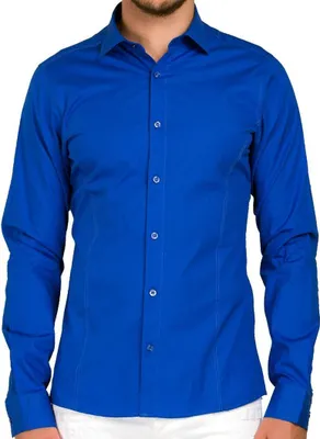 Produktbild von Red Bridge Herren Basic Design Slim Fit Langarm Hemd Saxeblau S