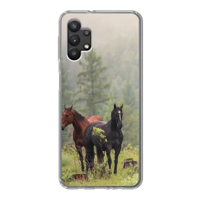 Produktbild von MuchoWow® Handyhülle Schutzhülle Hülle für Samsung Galaxy A32 5G Pferde - Wald - Nebel Silikon Softcase Handy Hülle - Softcase