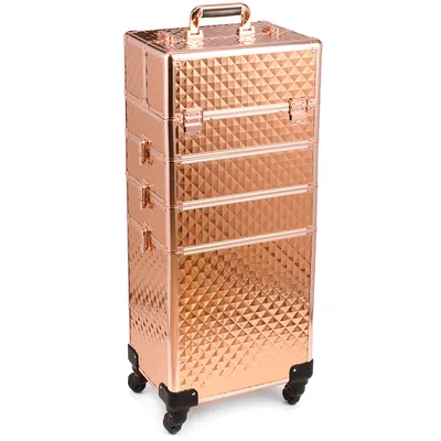 Produktbild von SEVICO Kosmetikkoffer Makeup Koffer Trolley Beauty Case Schminkkoffer Friseurkoffer Teleskop- und Tragegriff Samtfutter Trolley V9-ROSE GOLD