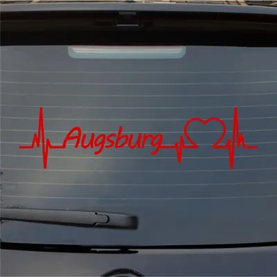 Produktbild von Heckscheibenaufkleber Augsburg Herzschlag Puls Stadt Liebe 55x14 cm Rot Auto Aufkleber Sticker