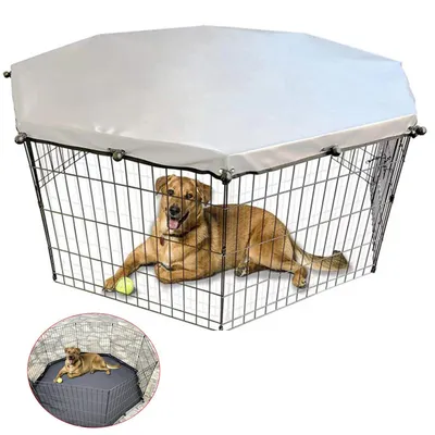 Produktbild von Hundespielgehege-Abdecknetz,für Haustierkäfige,innen & außen,UV- und wassergeschützt,bietet Schatten & Sicherheit,passend für 24-Zoll 8-teilige Gehege