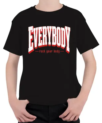 Obrázek produktu pro Tričko s potiskem "Everybody rock your body", retro motiv z popové hudby 90. let, pro děti, barva černá, velikost 116