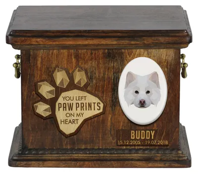 Obrázok produktu pre Fínsky laponský pes - urna na popol psa, personalizovaná urna s rytinou, pamätná krabička na popol psa značky Art-Dog