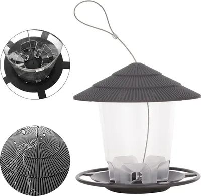 Produktbild von vogel-futterstation outdoor, automatischer futterspender mit sichtfenster, wetterbeständig, ideal für wildvögel