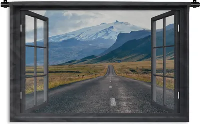 Produktbild von MuchoWow® Wandteppich Wandbehang Aussicht - Berg - Straße 120x80 cm Tapisserie Dekoration Wandtuch - Wanddekorationen - Wandtücher
