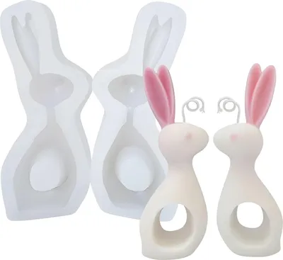 Obrázek produktu pro Silikonová forma na svíčku Forma na mýdlo, Velikonoce, velikonoční zajíček sada 2 ks, 130 x 60 x 31 mm, 44 ml + 44 ml