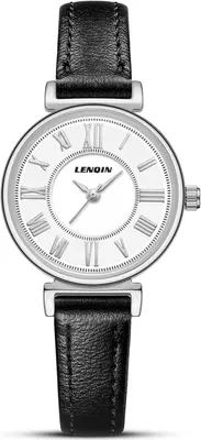 Produktbild von Elegante Damen Armbanduhr Analog Quarz Wasserdicht Klassische Lederarmband Uhr Lässig Modeuhr für Frauen Alltag Business