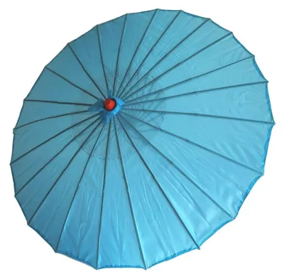 Produktbild von Sonnenschirm 103 blau Dekoschirm aus Kunstfaser wasserfest einfarbig Bambus Ø 84cm