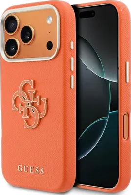 Zdjęcie produktu dla Etui Guess FW Resin Logo do iPhone 17 Pro pomarańczowy