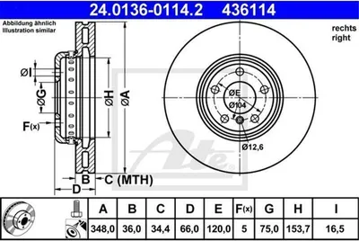 Produktbild von Bremsscheibe ATE 24.0136-0114.2