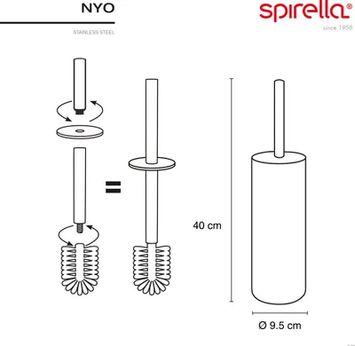 Zdjęcie produktu dla Spirella Nyo, Szczotka toaletowa, Czarny, Stal nierdzewna, Nyo, 94 mm, 405 mm