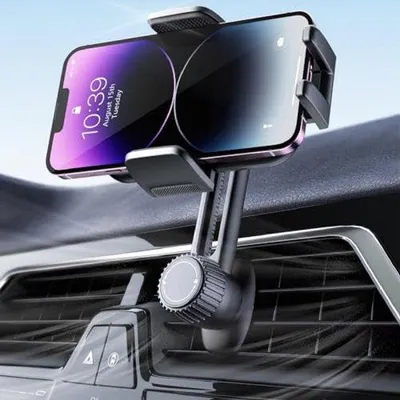 Produktbild von Universal Auto-Telefonhalter 360° Drehbar, Luftrohrhalter, Einhandbetrieb, Universell für iPhone/Samsung/Huawei/Xiaomi, schwarz