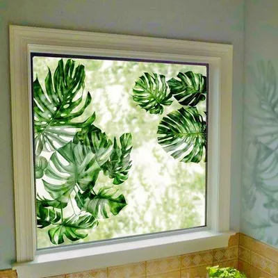 Produktbild von Sommerliche tropische Pflanzen Fensterfolie Selbstklebend