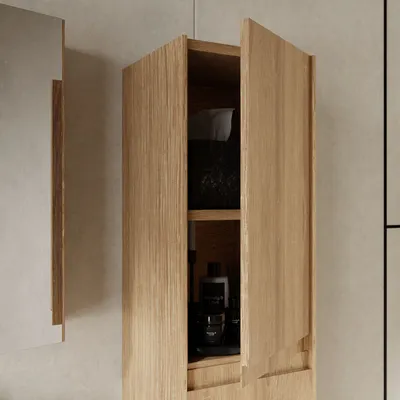 Produktbild von Hochschrank City Holz Eiche | Badschrank Seitschrank Badmöbelschrank Midischrank