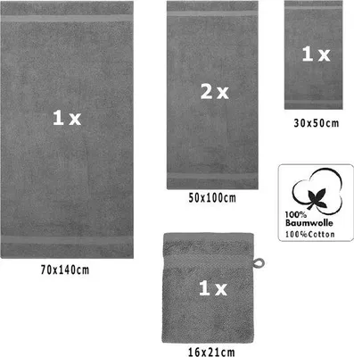 Produktbild von Famanu Handtuchset 5-teilig - Baumwolle, zeitloses Design