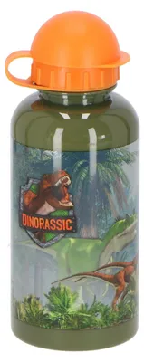 Produktbild von Dinorassic Robuste Aluminium Wasserflasche Trinkflasche, 400 ml, ideal für Kinder, 17x7x7 cm