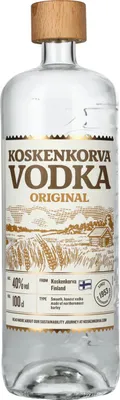 A bottle of Koskenkorva Vodka Original on a white background.