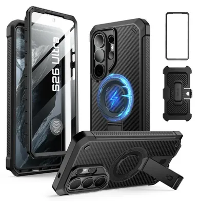 Image de Coque pour Galaxy S26 Ultra, Supcase UB Pro Mag Aramid avec MagSafe SP+noSP, noir avec fibre de carbone