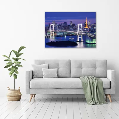 Produktbild von Tulup® Glas-Bild - 100 x 70 - Wandbild aus Glas - Wandkunst - Wandbild hinter gehärtetem Sicherheitsglas - Sehenswürdigkeiten & Architektur - Brücke in Tokio - Blau