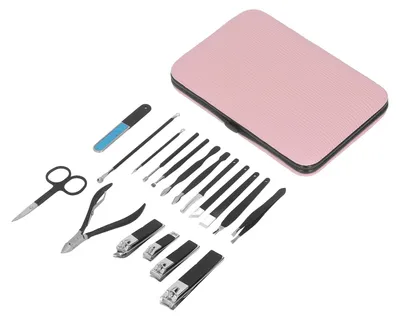 Produktbild von 18-teiliges Maniküre-Set mit tragbarem Augenbrauentrimmer, Hornhautzange, Nagelknipser und Aufbewahrungsbox für Reisen und Zuhause